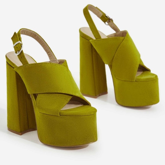 Shoes - OLIVE PEEP TOE CRISS CROSS STRAPPY PLATFORM HEELS